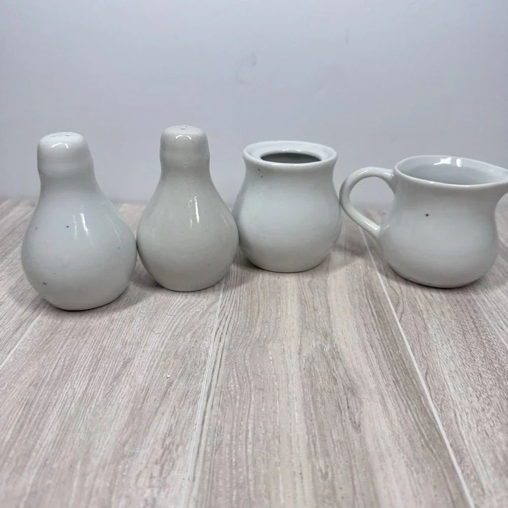 Vintage Ceramic Salt Pepper Shakers Creamer Sugar Bowl Fruit Set 4pc Farmhouse